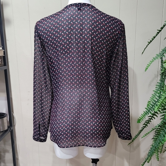 Ann Taylor Sheer Blouse Women's 4 Button Front Top Long Sleeve Lightweight - Picture 2 of 9